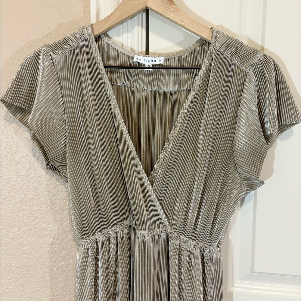 Baltic Born Athena Gold Pleated Maxi Dress - Picture 3 of 12